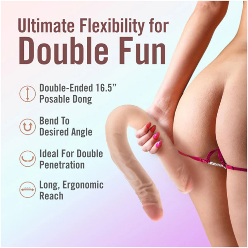 Dr. Skin Plus - 16.5” Posable Double Dong - Beige