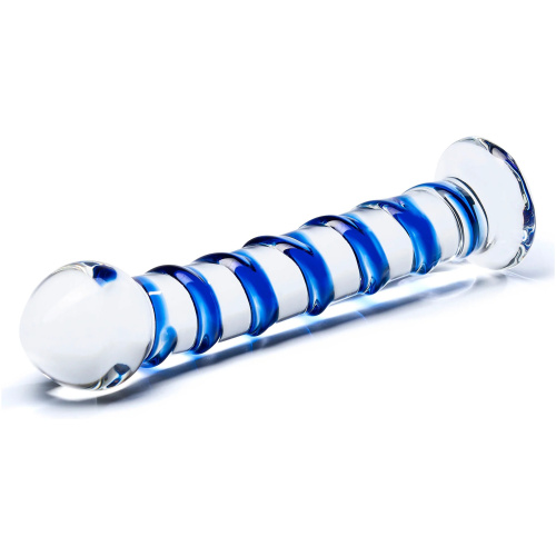 Blue Spiral Glass Dildo