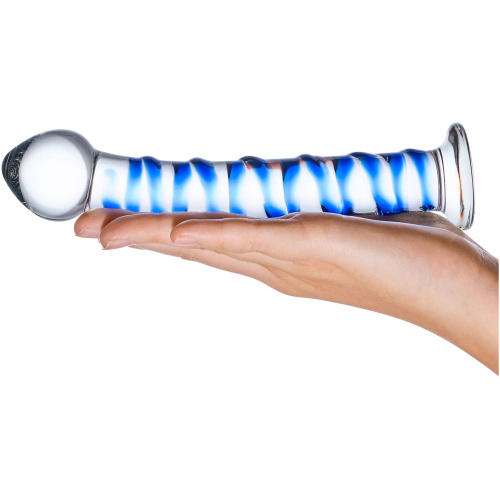 Blue Spiral Glass Dildo