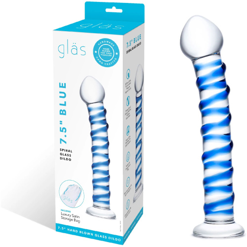 Blue Spiral Glass Dildo