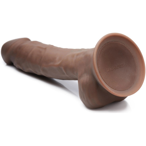 Fleshstixxx 8" Vibrating Silicone Dildo With Balls Brown