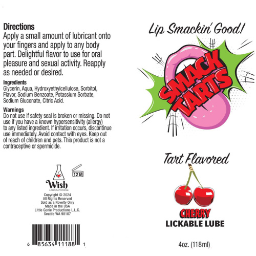 Smack Tarts 4oz Lickable Flavored Lubricant-Cherry