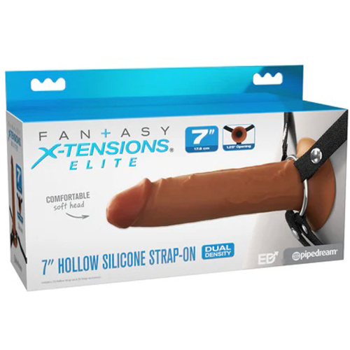 Fantasy X-Tensions Elite 7" Silicone Hollow Strap Dual Density - Brown