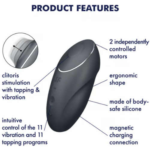 Satisfyer Tap and Climax 1 Vibrator - Grey