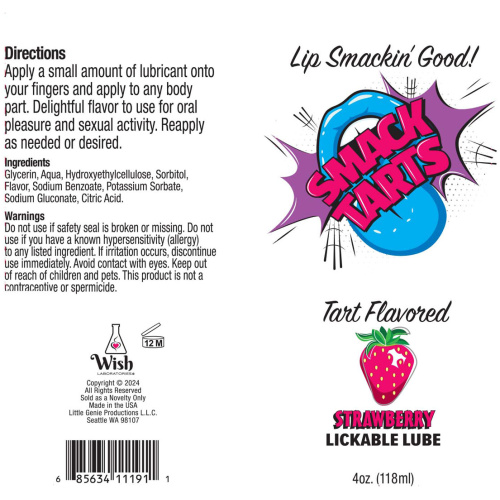 Smack Tarts 4oz Lickable Flavored Lubricant -  Strawberry