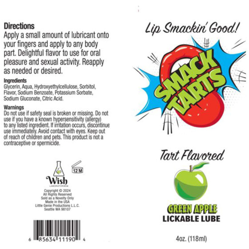 Smack Tarts 4oz Lickable Flavored Lubricant -  Green Apple
