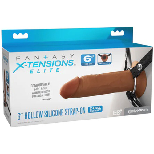 Fantasy X-Tensions Elite 6" Silicone Hollow Strap Dual Density Brown