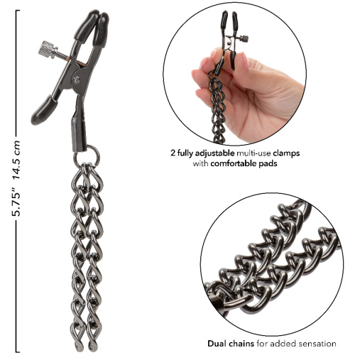 Euphoria Collection Chain Nipple Clamps - Black