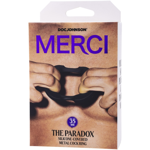 Merci - the Paradox - Silicone Covered Metal Cock Ring - 35mm - Black