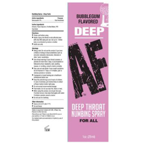 Deep Af Throat Numbing Spray 1oz – Bubblegum