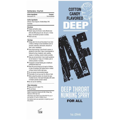 Deep Af Throat Numbing Spray 1oz - Cotton Candy