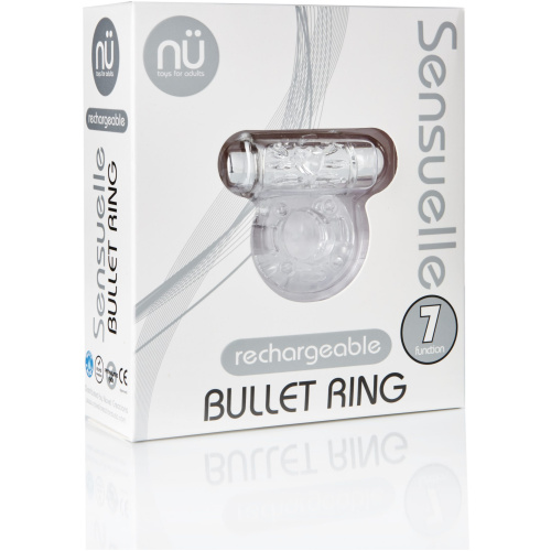 Sensuelle 7 Function Rechargeable Bullet Ring - Clear