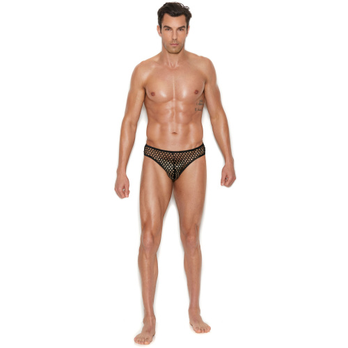 Men's Fishnet Thong Back Brief - Small/medium - Black