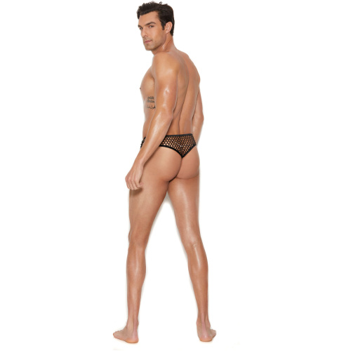 Men's Fishnet Thong Back Brief - Small/medium -  Black