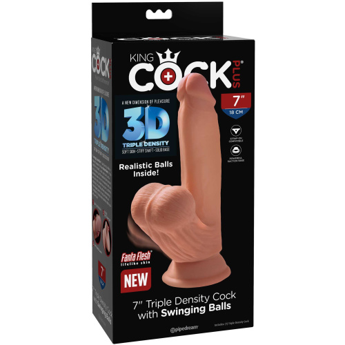 7 Inch Triple Density Cock With Swinging Balls - Tan