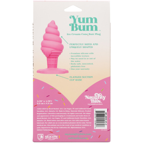 Naughty Bits Yum Bum Ice Cream Cone Butt Plug - Pink