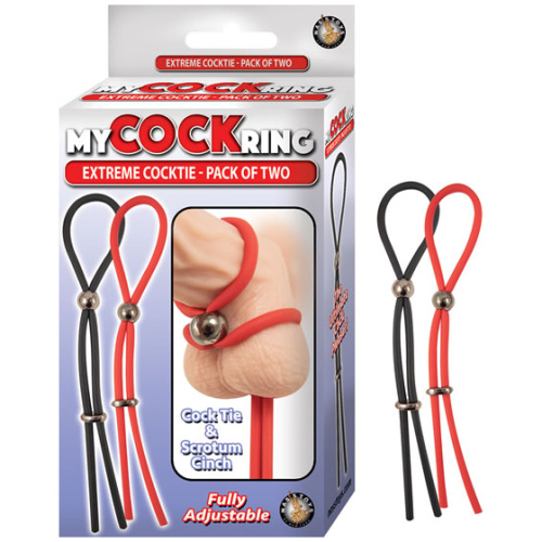 My Cockring Extreme Cocktie-Pack of Two - Black/ Red