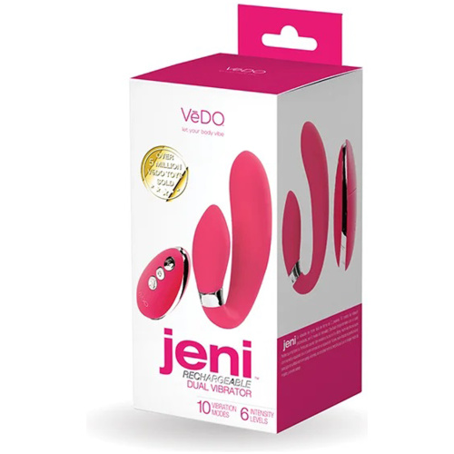 Jeni C-Shaped Dual Motor Vibe With Remote - Pink