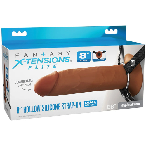 Fantasy X-Tensions Elite 8" Silicone Hollow Strap Dual Density - Brown
