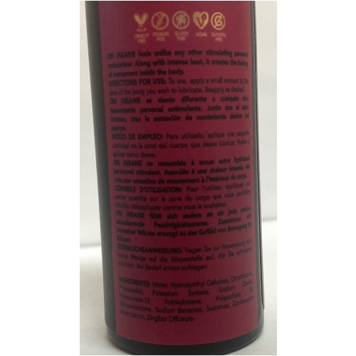 On Insane Ultra-Stimulating Glide Cherry Pop 2oz-57ml Bottle