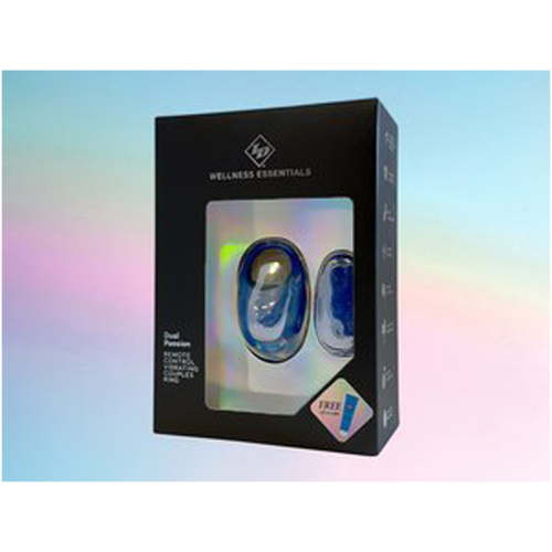 Dual Passion Remote Control Vibrating Couples Ring - Blue