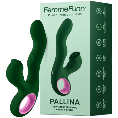 Pallina Triple-Action Rabbit Vibrator - Green