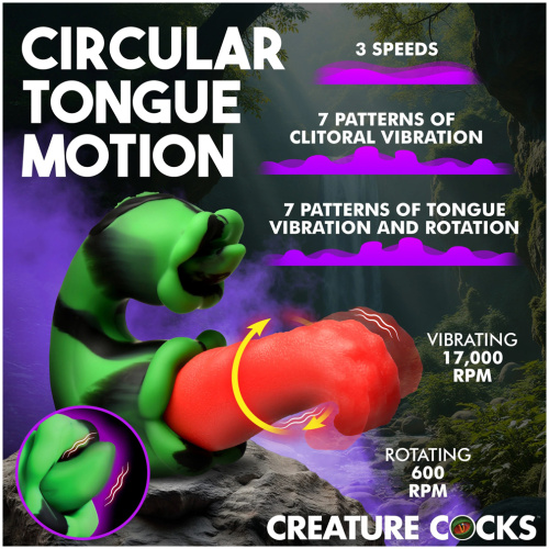 Tongue Lasher Silicone Vibrator - Green