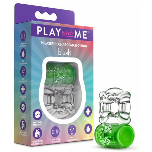 Play With Me Pleaser Rechargeable C-Ring Neon-Green