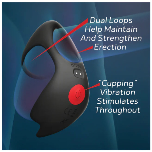 Red Dot Vibrating Cock Ring V3 With Remote - Black/red