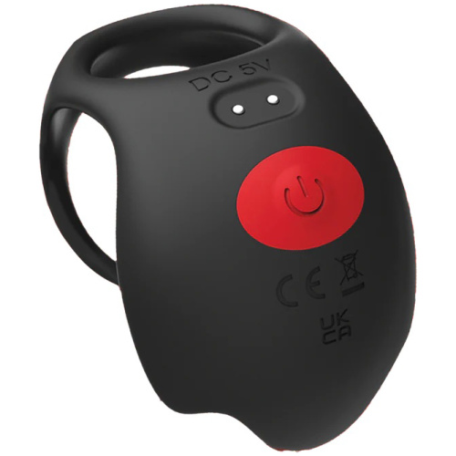 Red Dot Vibrating Cock Ring V3 With Remote - Black/red