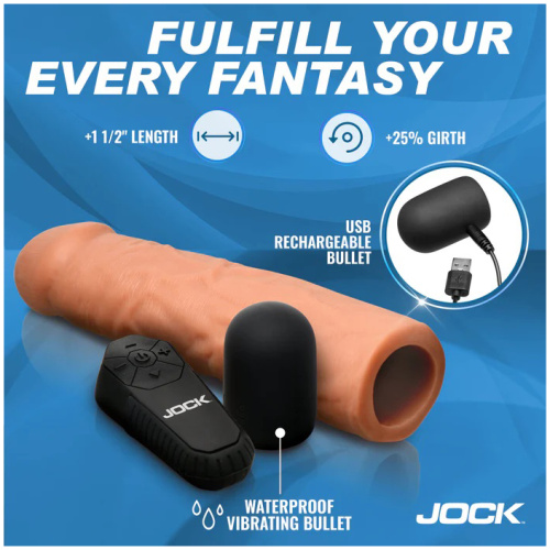 Jock Vibrating Penis Extension with Remote - Medium