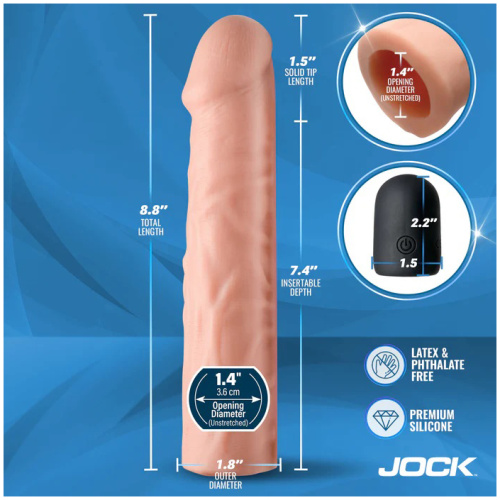 Jock Vibrating Penis Extension with Remote - Light