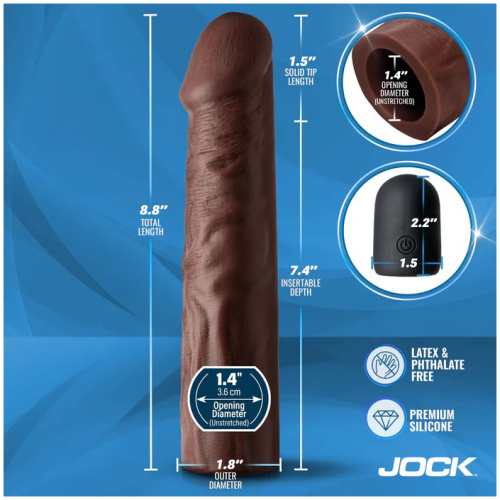 Jock Vibrating Penis Extension with Remote - Dark