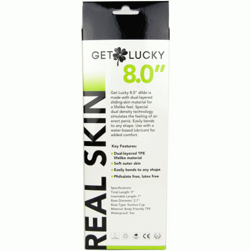 Get Lucky 8 Inch Real Skin Dildo - Tan
