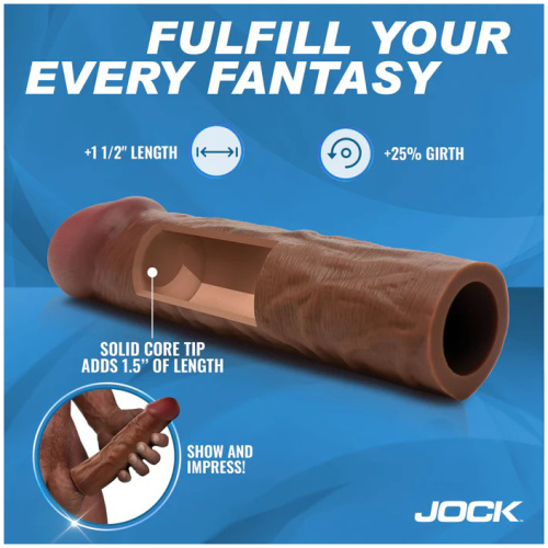 Jock 1.5" Silicone Penis Extension Sleeve - Dark