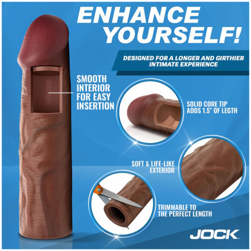 Jock 1.5" Silicone Penis Extension Sleeve - Dark