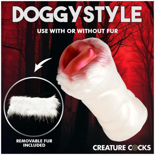 Snow She-Wolf Silicone Stroker - White