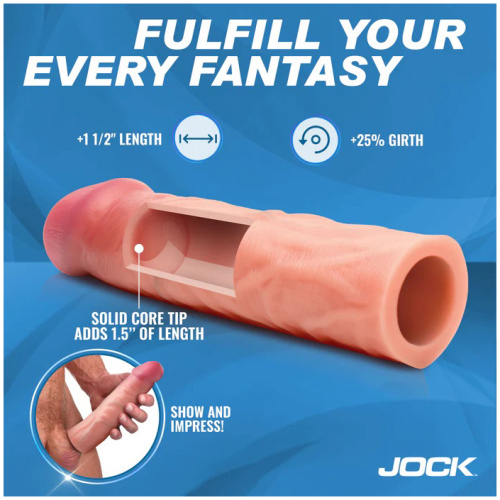 Jock 1.5" Silicone Penis Extension Sleeve - Light