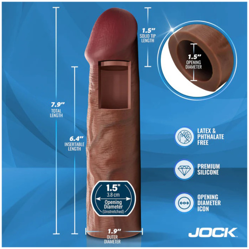 Jock 1.5" Silicone Penis Extension Sleeve - Dark