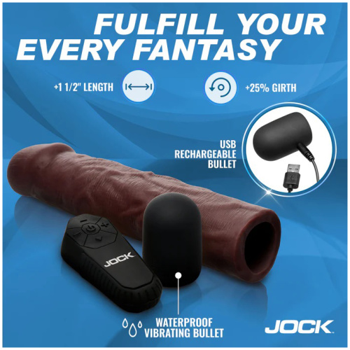 Jock Vibrating Penis Extension with Remote - Dark