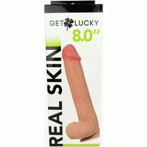 Get Lucky 8 Inch Real Skin Dildo - Tan
