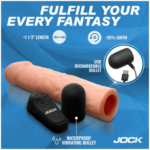 Jock Vibrating Penis Extension with Remote - Light