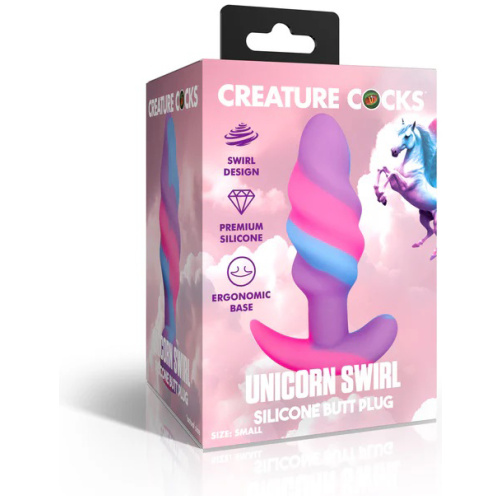 Unicorn Swirl Silicone Butt Plug - Small