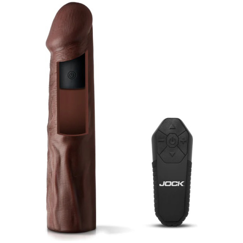 Jock Vibrating Penis Extension with Remote - Dark