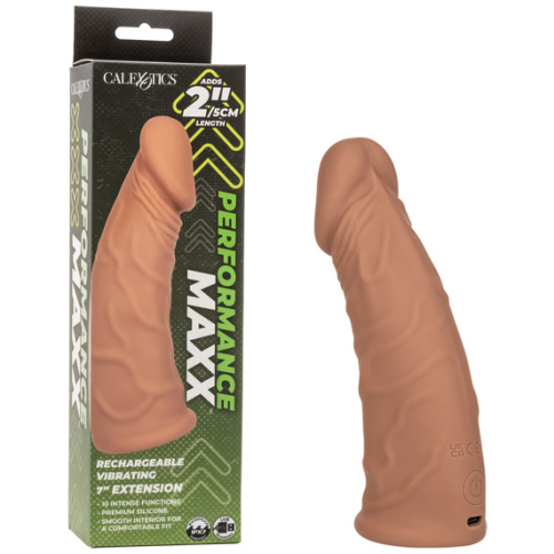 Performance Maxx Rechargeable Vibrating Extension 7" - Brown