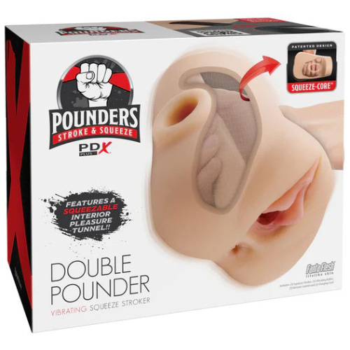 Pdx Plus Double Pounder Vibrating Squeeze Stroker - Light