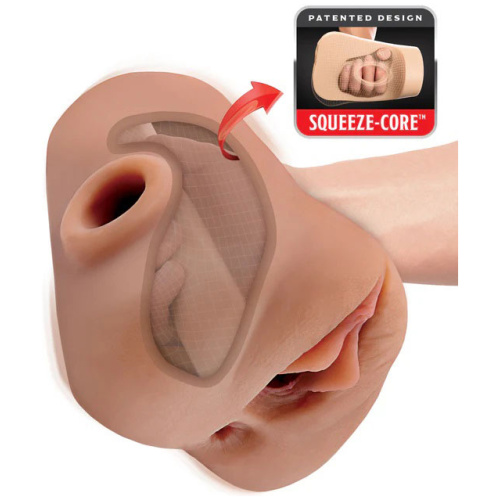 Pdx Plus Double Pounder Vibrating Squeeze Stroker - Brown