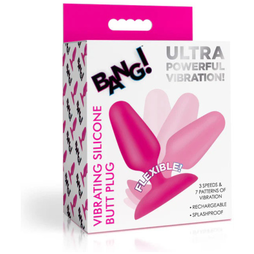 Flexible Vibrating Silicone Butt Plug - Pink