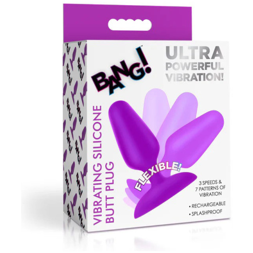 Flexible Vibrating Silicone Butt Plug - Purple