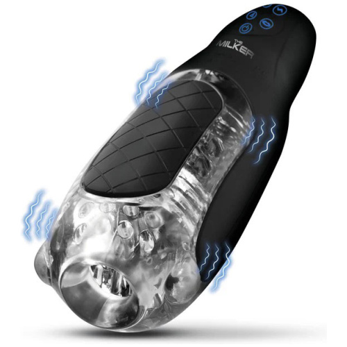 Pleasure Grip Sucking and Vibrating Masturbator - Black